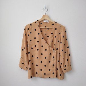 MNG Polka Dot Side Button Wrap Top | M